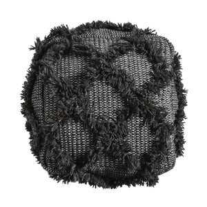 Jumanji Handcrafted Wool and Cotton Pouf - Brown