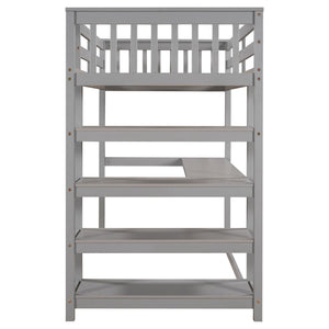 Loft Bed With Storage Shelves And Under Bed Desk