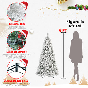 6FT Flocked Christmas Tree with 350 Warm LED Lights