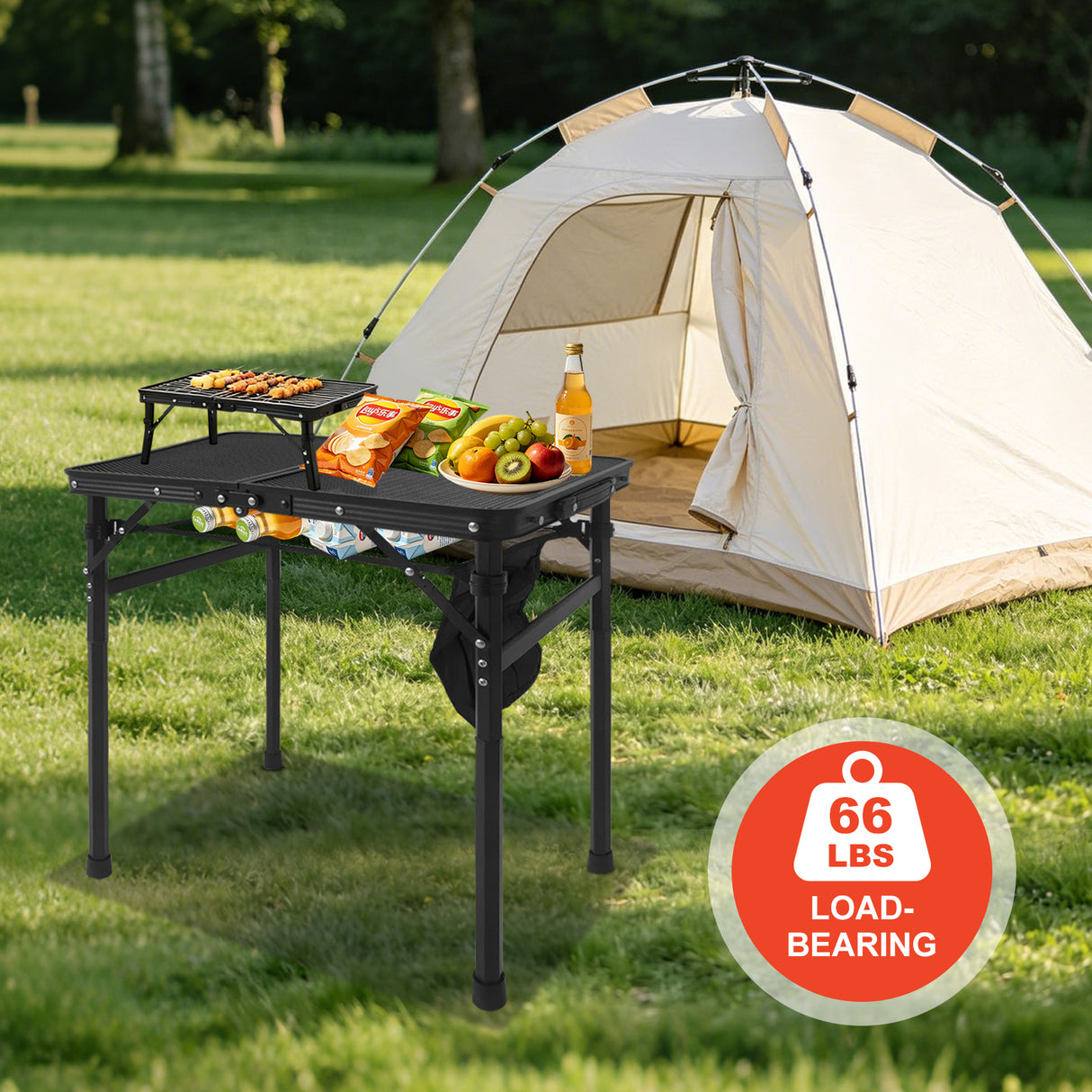 2FT Camping Table with Mesh Desktop, Lightweight & Portable