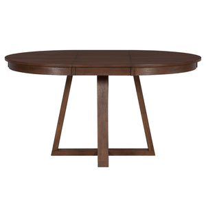 Dining Set With Leaf Round Table And 4 Upholstered Chairs