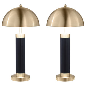 Leoch - Dome Shade Pillar Table Lamp Set With Dome - Black