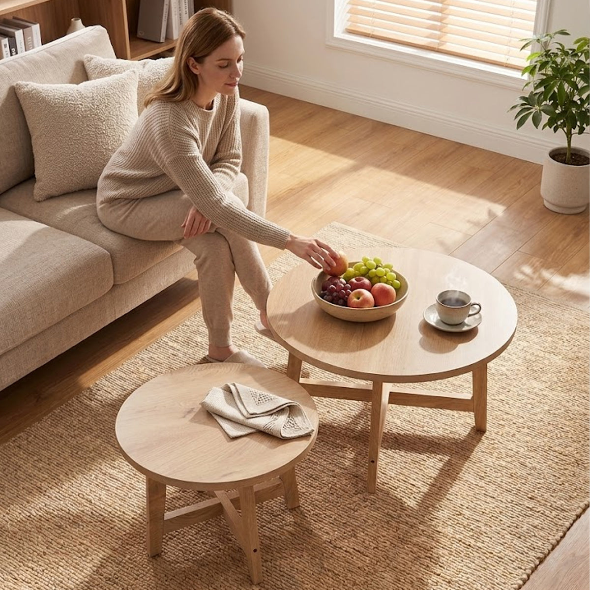 Set of 2 Round Nesting Coffee Tables