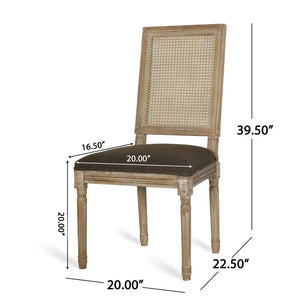 French Country Dining Chair With Rectangular Cane Backrest And Smooth Upholstered Seating - Best Buy Furniture