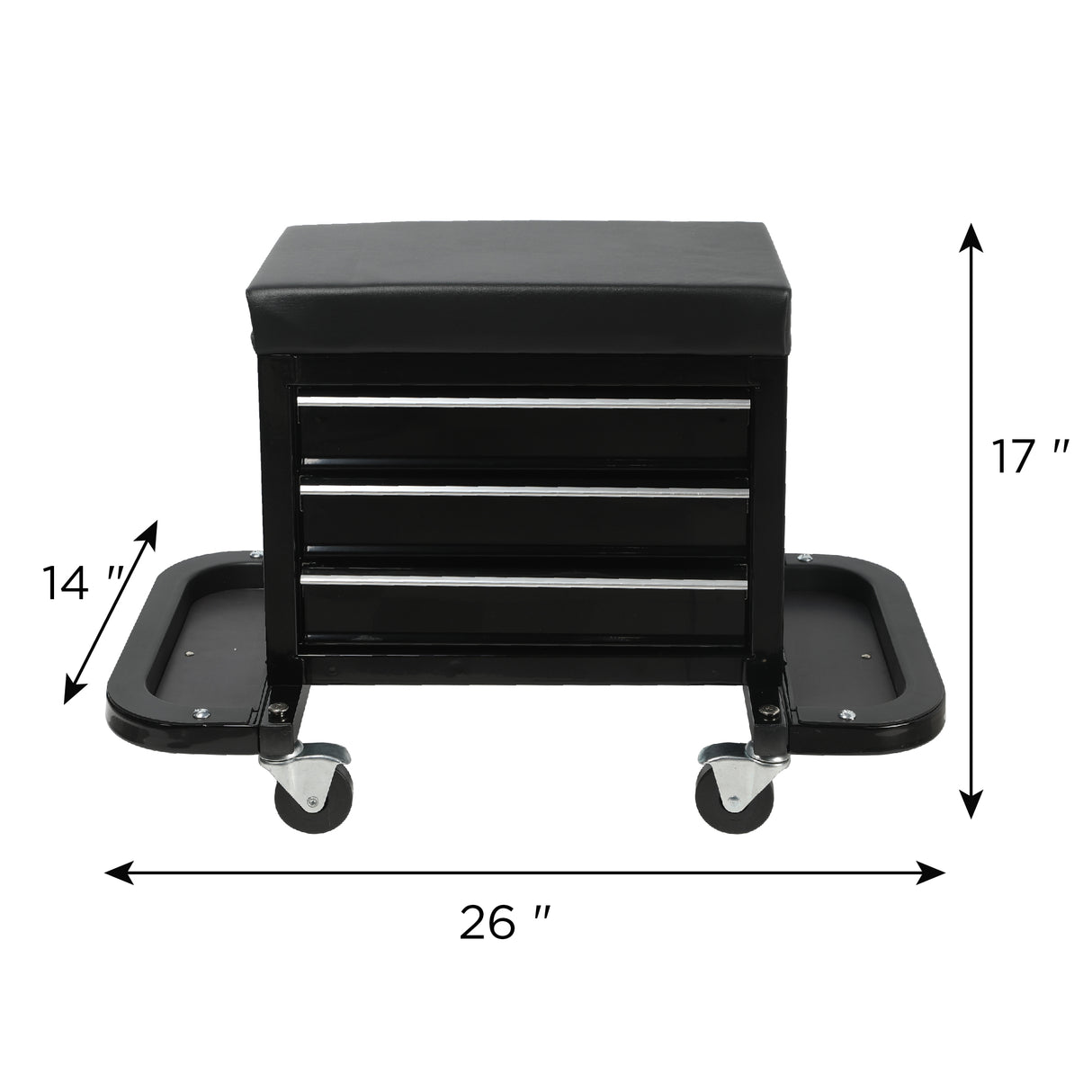 3-Drawer Tool Chest Rolling Mechanic Seat with Tool Trays