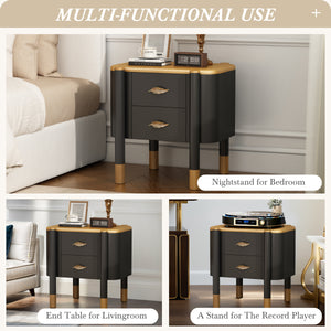 Contemporary 2 Drawers Nightstand with Curved Profile Design