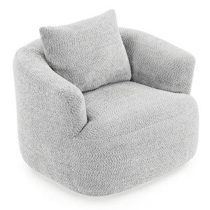 360° Swivel Barrel Sofa Chair With Throw Pillow, Upholstered Accent Chair