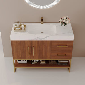 36" Modern Free-Standing Bathroom Vanity with Seamless Ceramic Sink