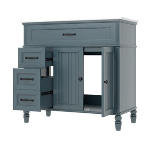 Bathroom Vanity With Sink, 2 Doors 2 Drawers, Freestanding Design