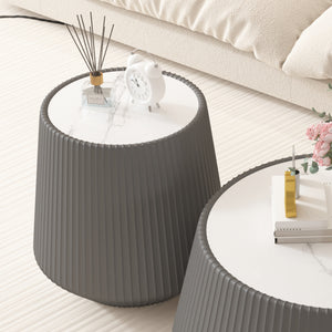 Light Sintered Stone Top Cup Shape Leather Coffee Table