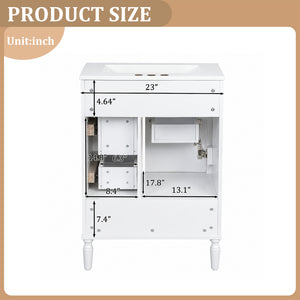 24" Modern Bathroom Vanity with Ceramic Sink