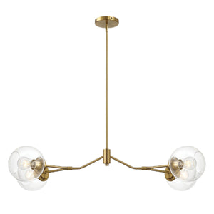 Jewel - 4 Lights Chandelier Ceiling Hanging Light Fixture - Clear / Gold