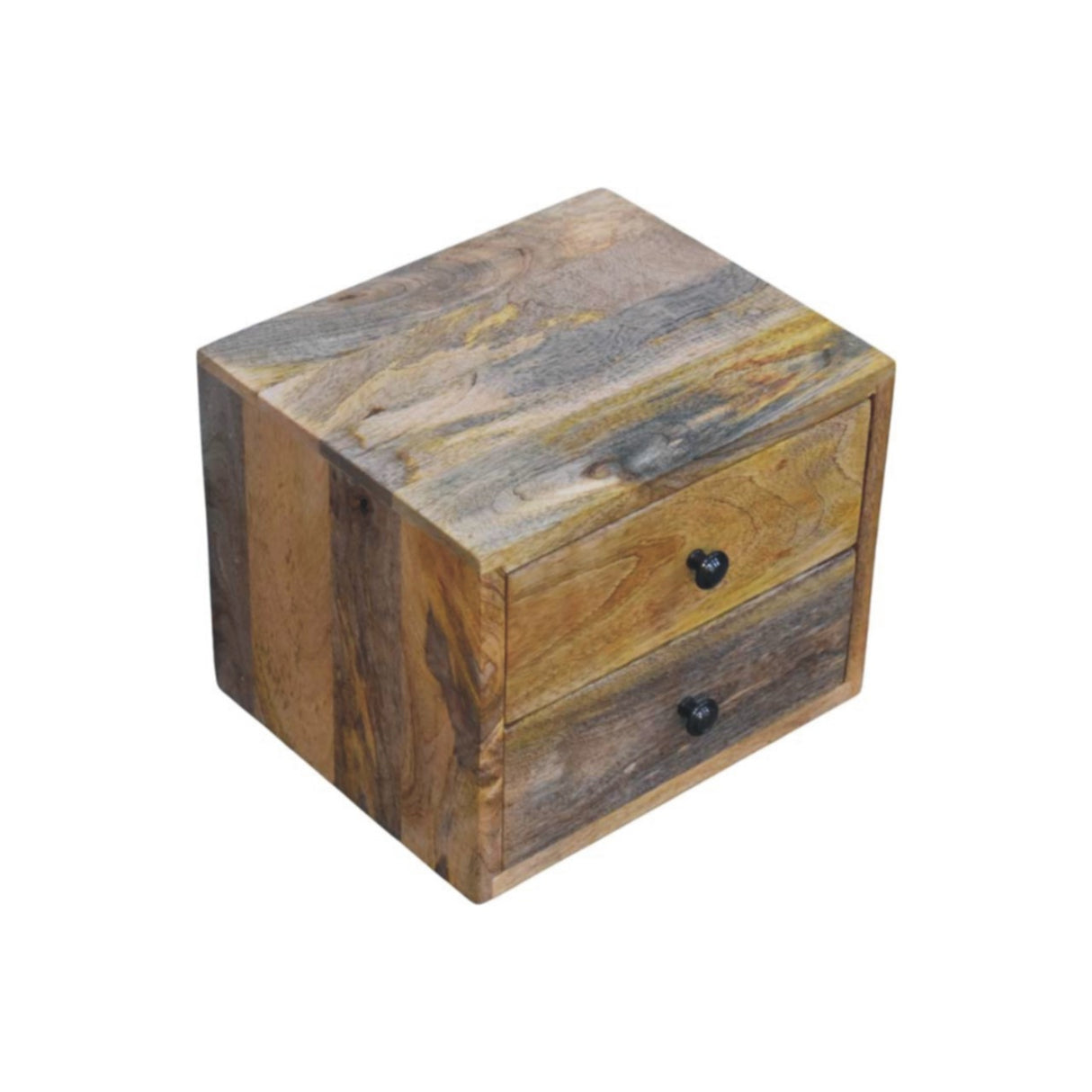 Solid Wood Solis Wall-Mounted Nightstand, 2-Drawers, Oak-ish