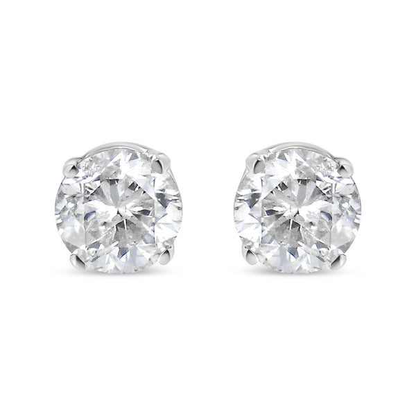 14K White Gold Round Cut Diamond Solitaire Stud Earrings (1/2 cttw, H-I Color, SI1-SI2 Clarity)