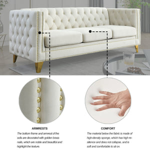 Upholstered Couch Sofa With Button Tufting For Living Room
