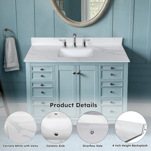 43-Inch Quartz Bathroom Vanity Top