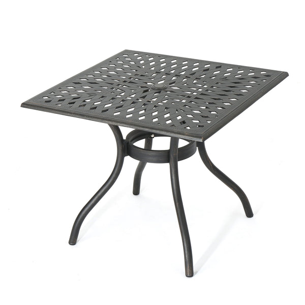 Enchantia Outdoor Square Dining Table with Weave Tabletop and Flared Legs - Copper