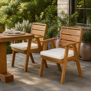Outdoor Dining Chairs Set of 2, Acacia Wood Patio Chairs
