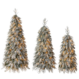 Snowy Cascading Christmas Trees 3-Piece Set