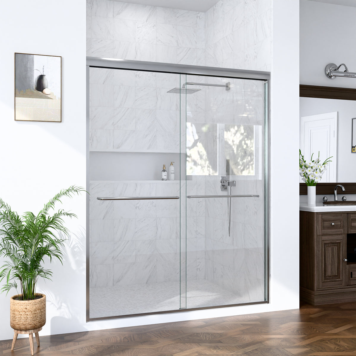 Semi-Frameless Double Sliding Shower Door