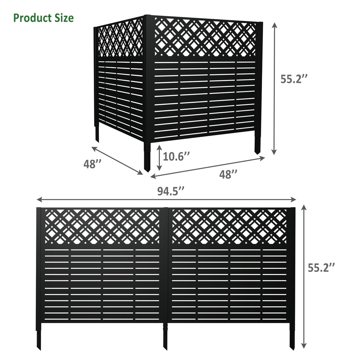 W48'' x H47.3'' x 2 Panels Metal Privacy Screen