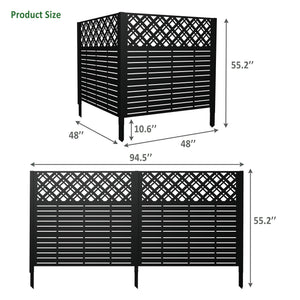 W48'' x H47.3'' x 2 Panels Metal Privacy Screen