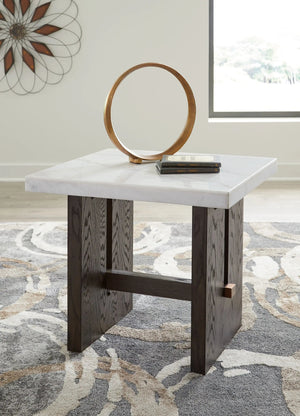 Burkhaus - Rectangular End Table - White / Dark Brown - Best Buy Furniture