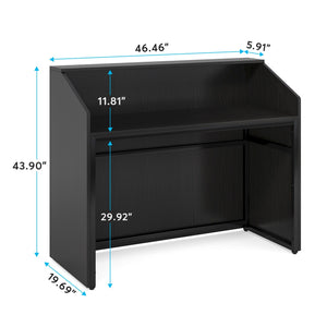 Modern Reception Desk, Front Desk Table With Cable Grommet & Privacy Panels