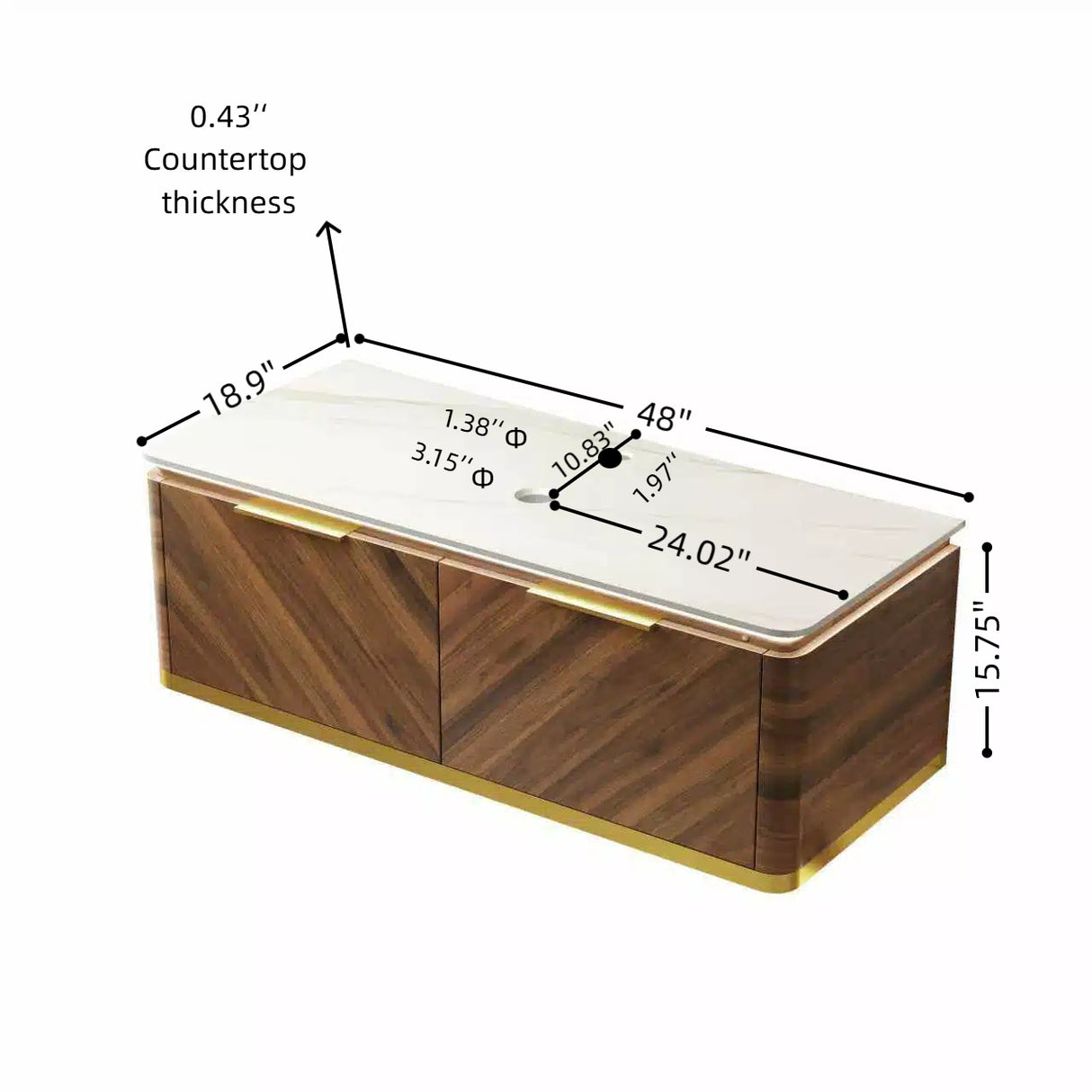 DIPA 48" Wall-Mounted Carrara Bathroom Vanity