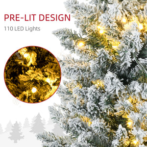 HOMCOM 5' Tall Pre-Lit Slim Noble Fir Artificial Christmas Tree
