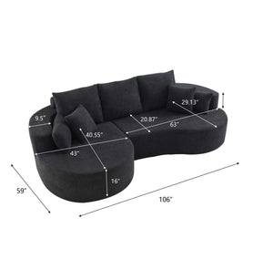 106 in. 2-Piece Fabric Cloud Curved Sectional Boucle Sofa with Chaise Lounge