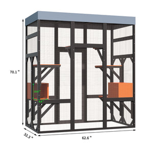 62.6" Solid Wood Pet Enclosure