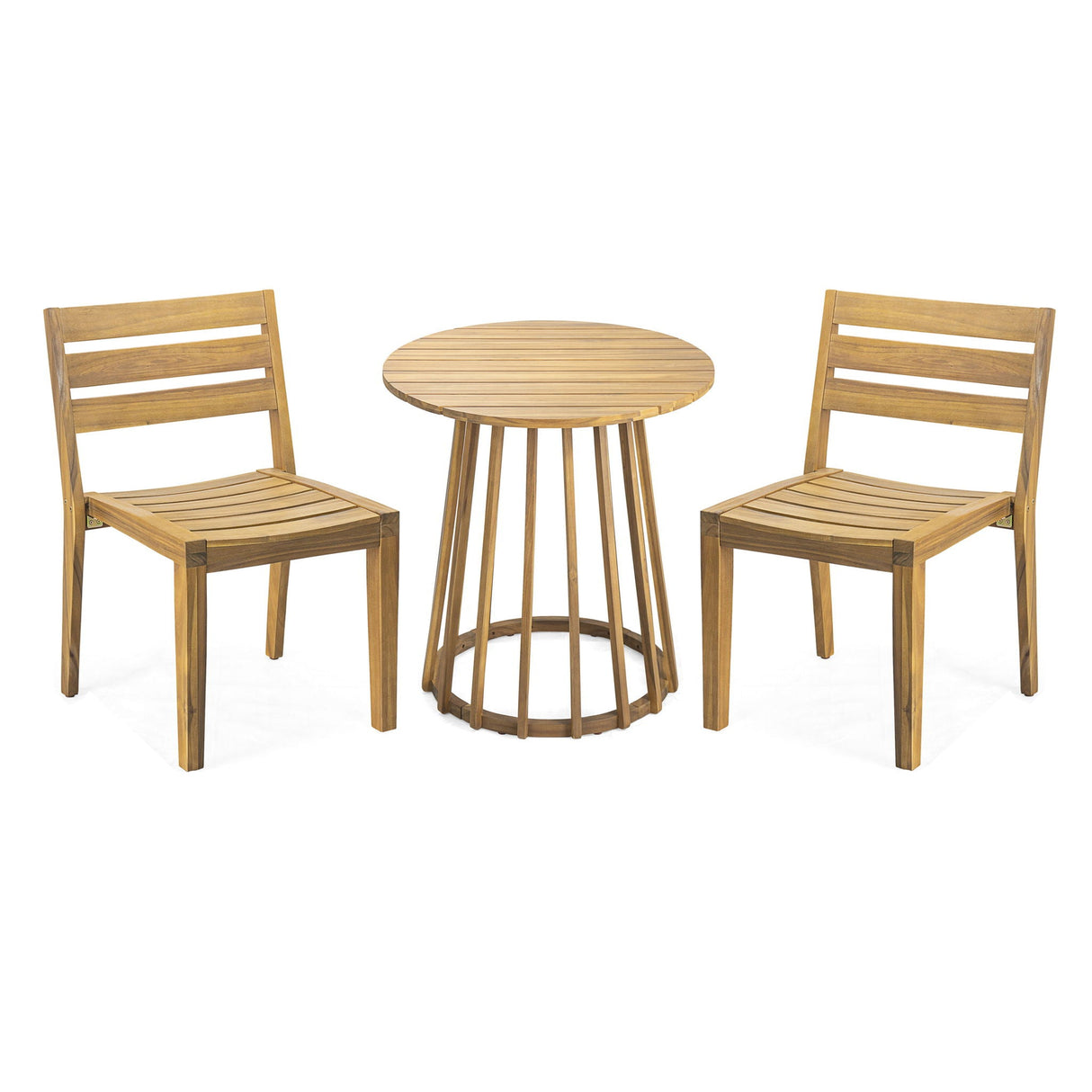 Outdoor 3 Pieces Dining Set, Round Bistro Set - Teak - Best Buy Furniture