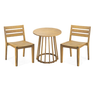 Outdoor 3 Pieces Dining Set, Round Bistro Set - Teak - Best Buy Furniture