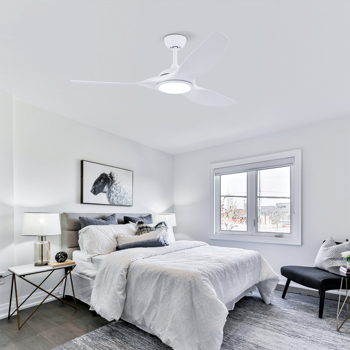 52 Inch ABS Blades Ceiling Fan with LED Light Kit