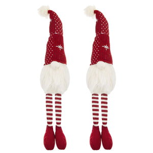 Christmas Gnomes Decorations, Christmas Table Home Ornaments For Holiday Party Gifts (Set of 2) - White / Red