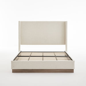 Hosford Upholstered Wingback Bed with Wood Base Platform