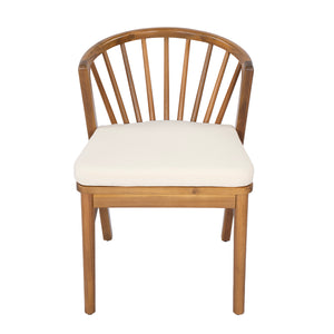 Outdoor Dining Chairs Set of 2, Acacia Wood Patio Chairs with Cushions
