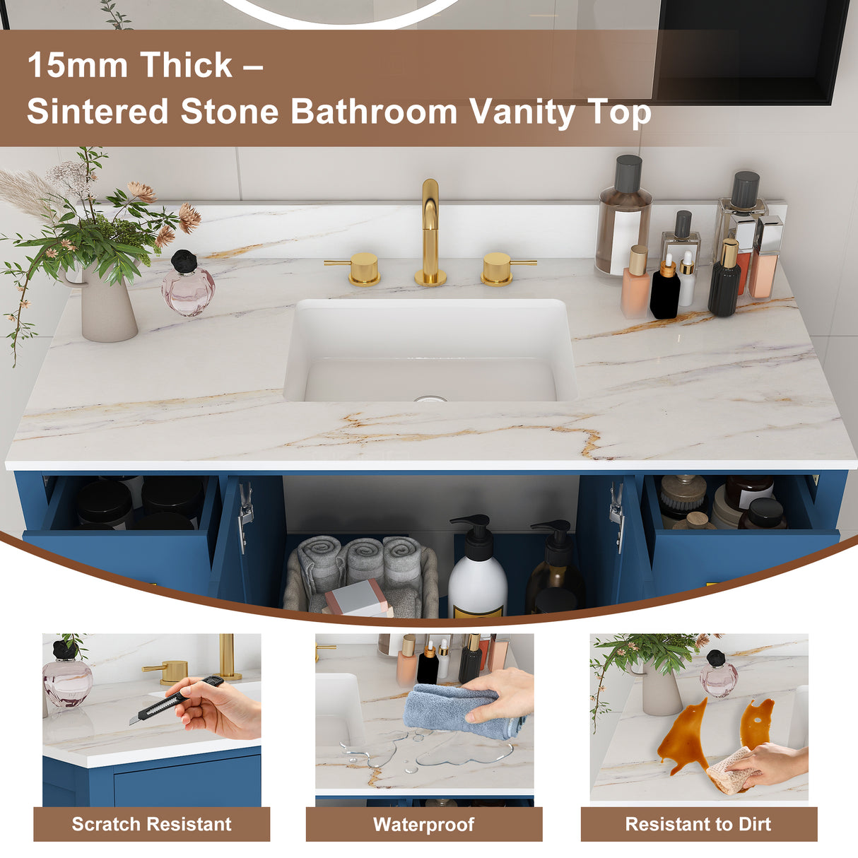 42" Modern Solid Wood Bathroom Vanity with Sink