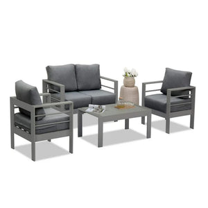 Patio Armchairs With Thick Cushions, All Weather (Set of 2) - Gray / Gray