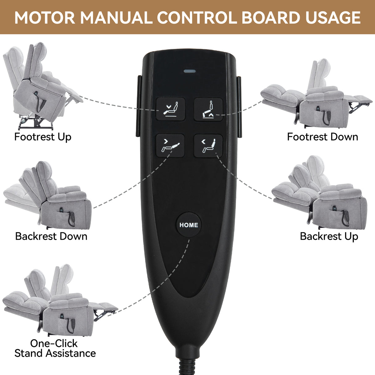 Grey Heat Massage Dual Motor Electric Power Lift Recliner