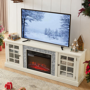 70" Modern TV Stand with 2-Door Storage & 23" Electric Fireplace