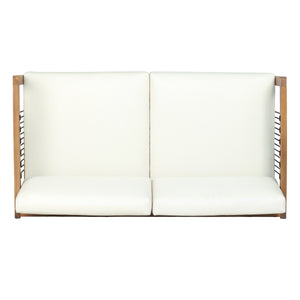 Acacia Wood Outdoor Loveseat with Handwoven Rope