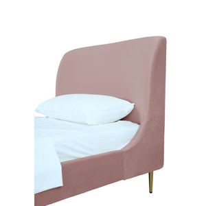 Mid-Century Modern Upholstered Bed With Curved Headboard