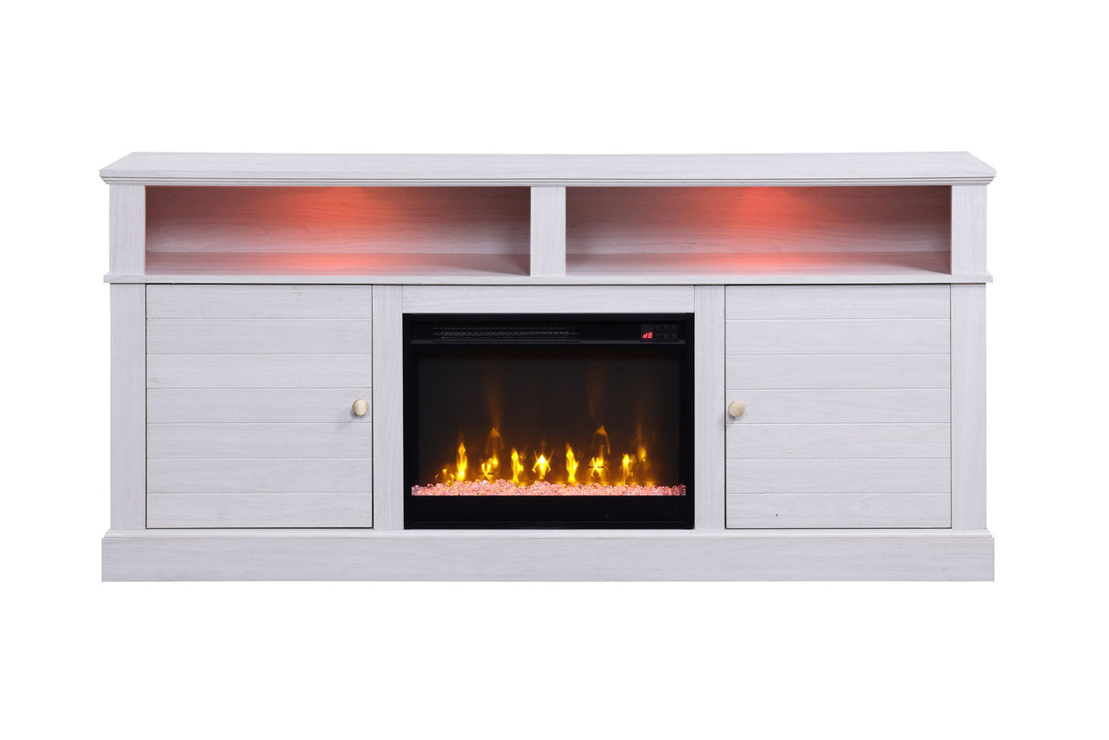 Terra - TV Stand Console With Fireplace - White Walnut