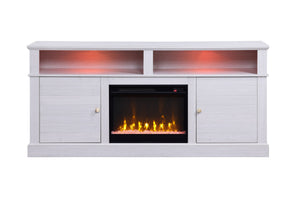Terra - TV Stand Console With Fireplace - White Walnut