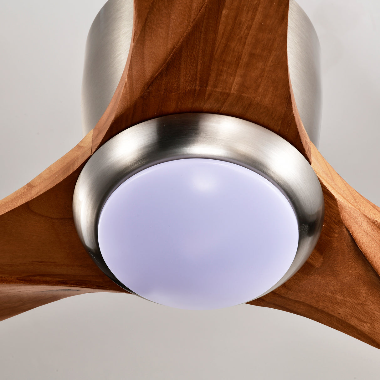 52" Flush Mount Fan Light with Solid Wood Blades and Remote Control