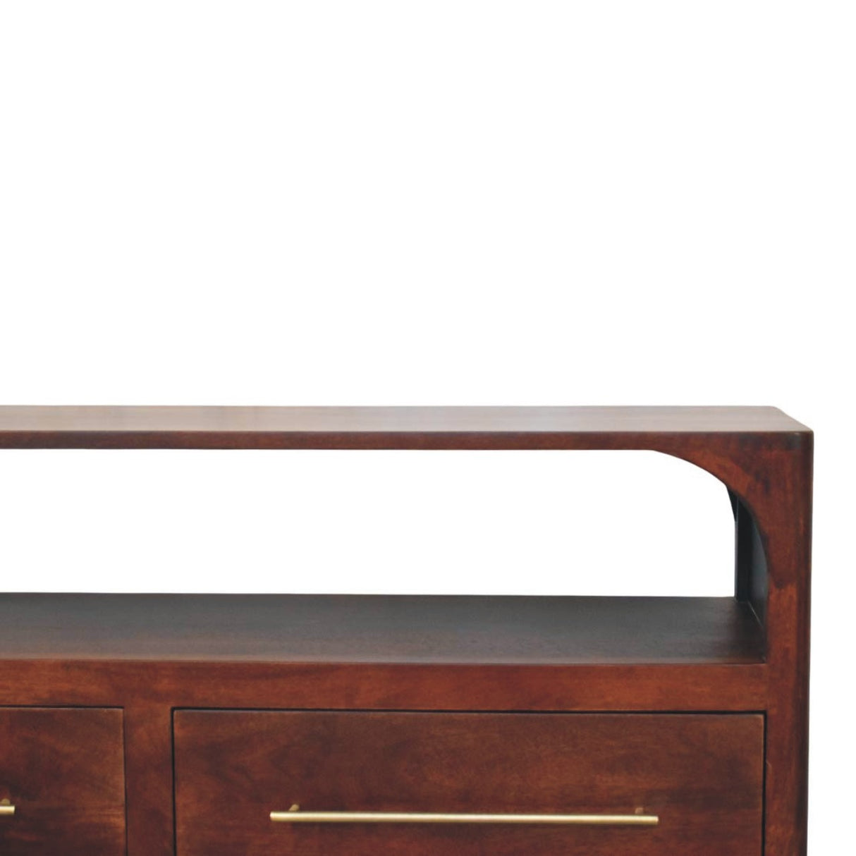 Solid Wood Arched Edge 2 Drawer Media Unit