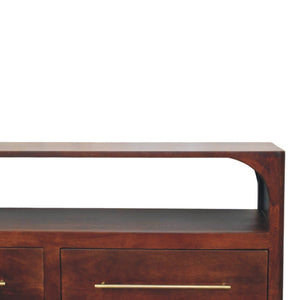 Solid Wood Arched Edge 2 Drawer Media Unit