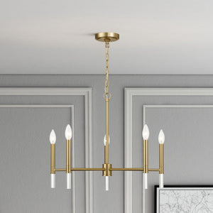 Courtyard - 5 Light Candle Chandelier - Clear / Gold